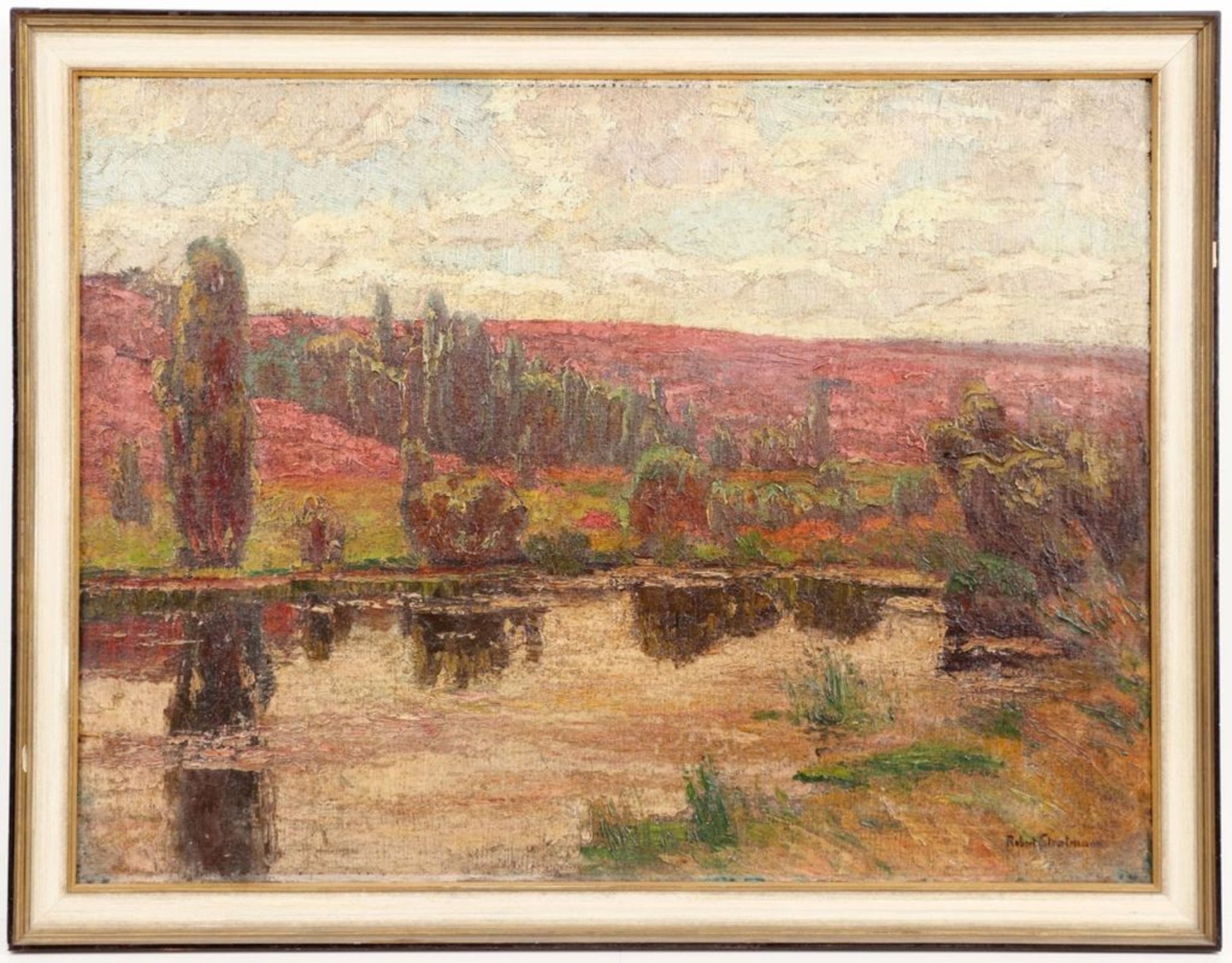 Robert Stratmann 1877 Hannover - 1950 Münster - Sommerliche Heidelandschaft mit Fluss - Öl/ - Bild 2 aus 2