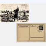 Max Liebermann 1847 Berlin - 1935 Berlin - "Die Netzflickerinnen" - Lithografie/Papier (Postk