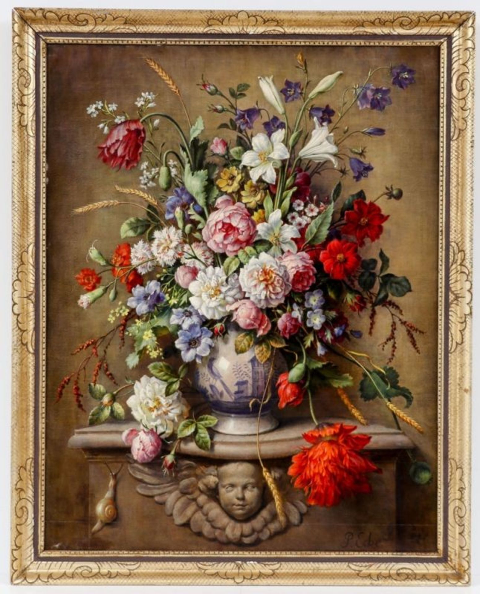 Peter Ecke Künstler des frühen 20. Jahrhunderts - Prachtvolles Blumenstillleben - Öl/Schic - Bild 2 aus 2