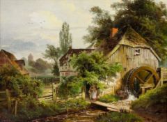 Gustav Pflugradt 1828 Franzensberg - 1908 Berlin - "Eine Wassermühle aus Vorpommern" - Öl/L