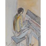 László Kósza Sipos 1943 Budapest - 1989 Empelde - Pianist - Tusche und Aquarell/Papier. 32