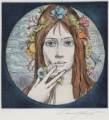 Ernst Fuchs 1930 Wien - 2015 Wien - "Flora" - Farbradierung/Papier. 29/199. 25,5 x 25,4 cm, 5