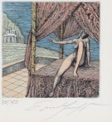 Ernst Fuchs 1930 Wien - 2015 Wien - "Danae" - Farbradierung/Papier. 30/150. 9,8 x 9,8 cm, 14