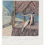 Ernst Fuchs 1930 Wien - 2015 Wien - "Danae" - Farbradierung/Papier. 30/150. 9,8 x 9,8 cm, 14