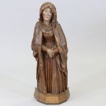 Deutscher Bildschnitzer des 15. Jahrhunderts - Maria unter dem Kreuz - Holz. Plastisch geschn