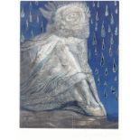 Ernst Fuchs 1930 Wien - 2015 Wien - "Agnus Mysticus" - Farblithografie (Frottage, Blindprägu