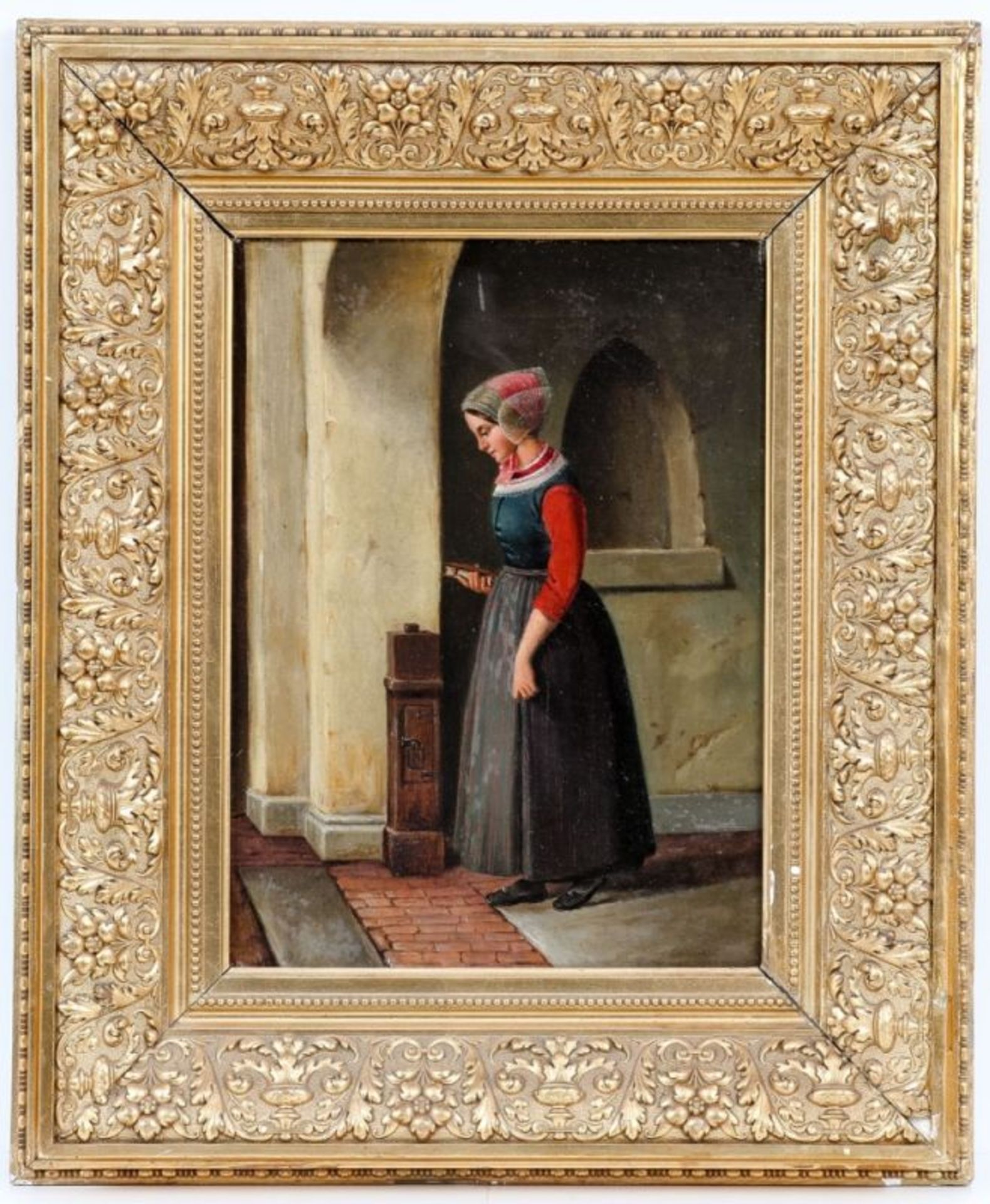 Christian Andreas Schleisner 1810 Lyngby - 1882 Kopenhagen - Junge Frau in dänischer Volkstr - Image 2 of 2
