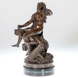 Clodion (Claude Michel) 1738 Nancy - 1814 Paris nach - Satyr und Nymphe - Bronze. Braun patin