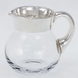 Glaskrug Glas. Versilbert. H. 12 cm. 0,5 Liter. Breiter Silberrand aus Feinsilber.