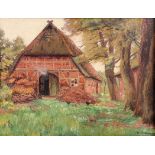 Robert Stratmann 1877 Hannover - 1950 Münster - Bauernhof in der Lüneburger Heide - Öl/Har