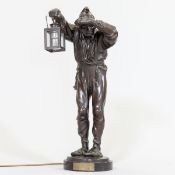 Franz Bernauer 1861 München - 1916 München - Der Nachtwächter - Galvanobronze. Braun patin