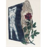 Ernst Wolfhagen 1907 Hannover - 1992 Hannover - Zwei Frauen und Rose - Farbholzschnitt/Papier