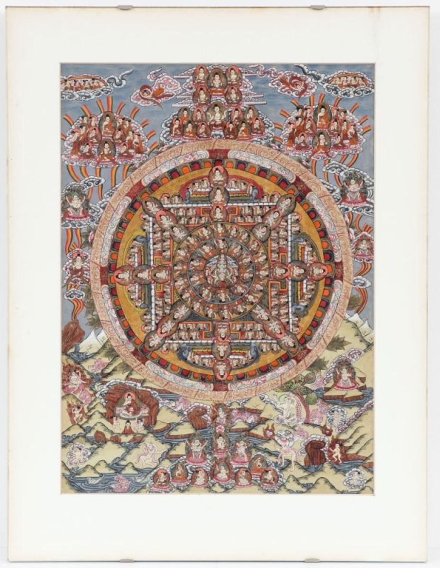 Thangka Tibet, Anfang 20. Jahrhundert. - Mandala mit Avalokiteshvara - Gouache und Goldfarbe/ - Bild 2 aus 2