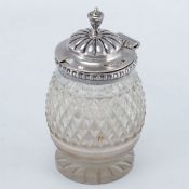 Senftopf Sheffield/England, um 1822/23. 925er Silber. Glas. Punzen: Herst.-Marke, Stadt- und