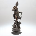 Alois Mayer 1855 Füssen - 1936 München - Diana - Bronze. Braun patiniert. Dunkler Marmorsoc