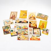19 Miniatur-Malereien Indien/China, um 1900. Tempera und Goldfarbe/Elfenbein. Von ca. 5 x 4 c