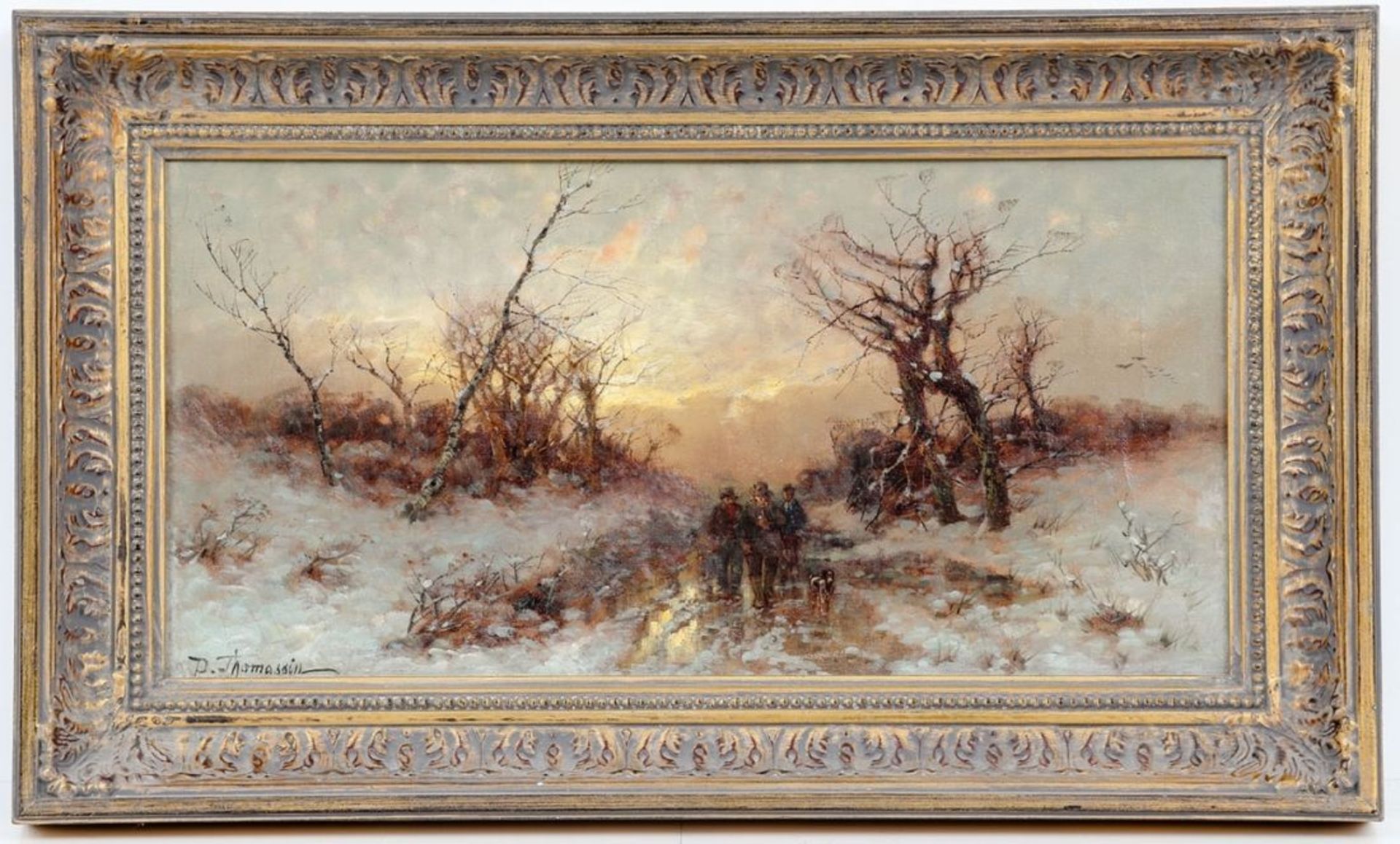 Désiré Thomassin-Renardt 1858 Wien - 1933 München - Jäger in Winterlandschaft - Öl/Lwd. - Bild 2 aus 2