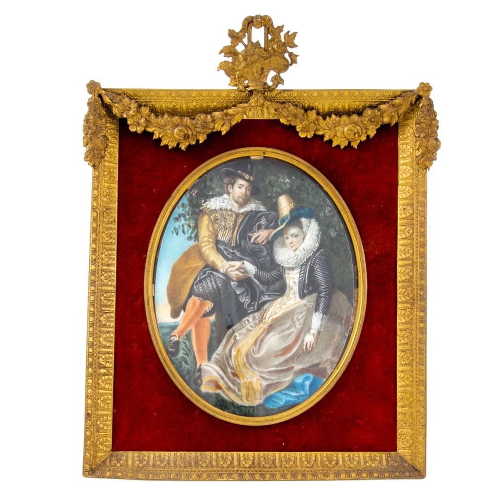 G. Keller Künstler des 19. Jahrhunderts - Rubens und Isabella Brant in der Geißblattlaube -