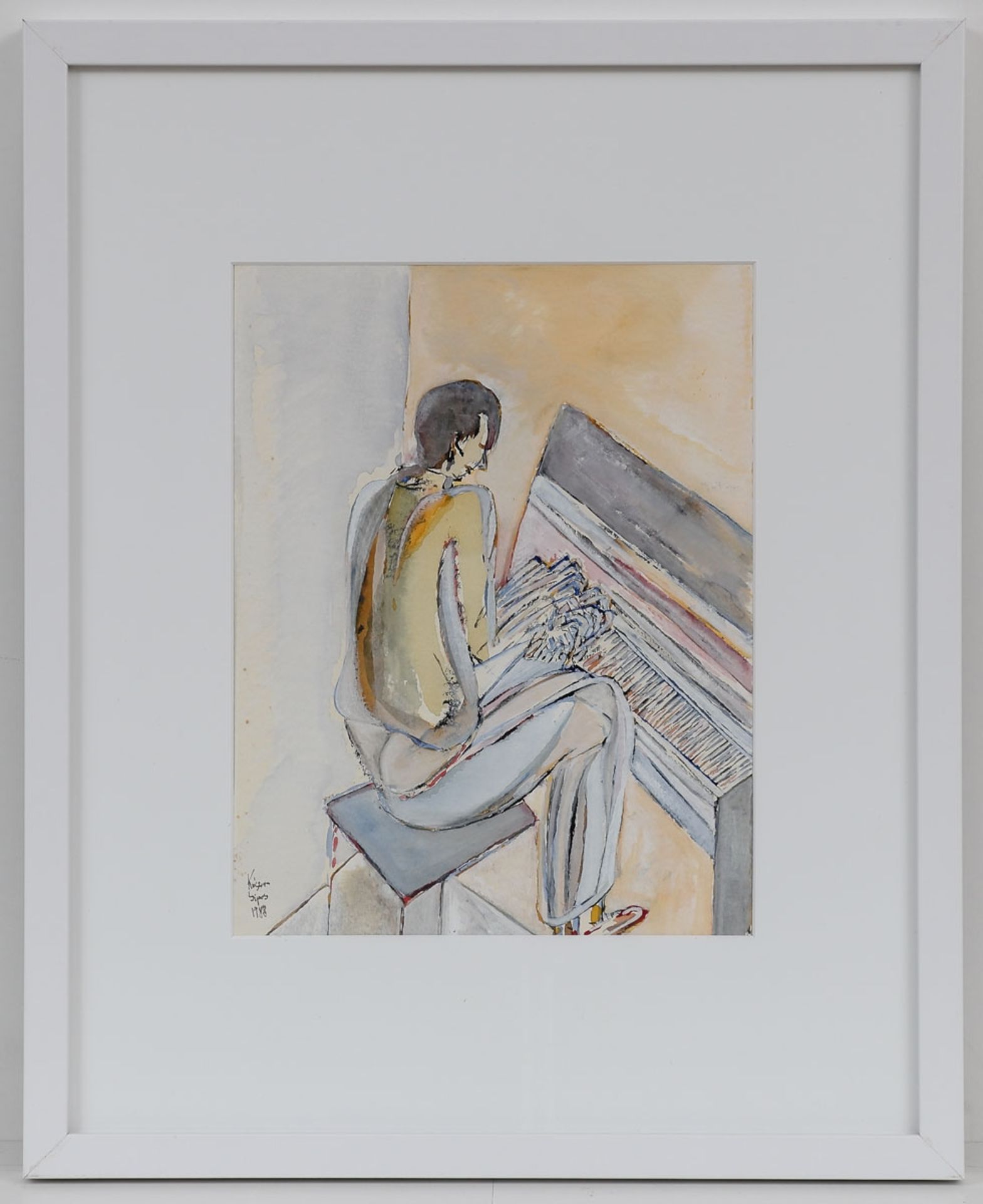 László Kósza Sipos 1943 Budapest - 1989 Empelde - Pianist - Tusche und Aquarell/Papier. 32 - Image 2 of 2