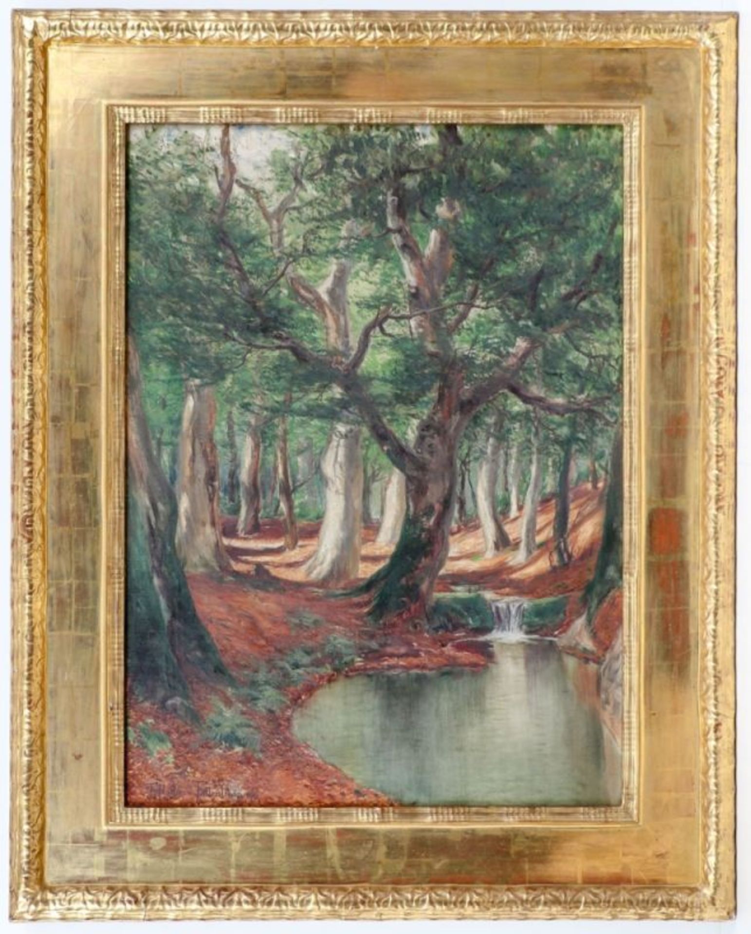 Franz Hoffmann-Fallersleben 1855 Weimar - 1927 Berlin - Waldlandschaft mit Bachlauf - Öl/Lwd - Image 2 of 2