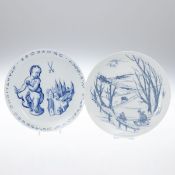 - 250 Jahre Staatliche Porzellan Manufaktur Meissen und rodelnde Kinder in Landschaft -