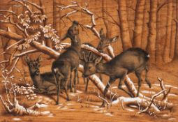 Künstler der zweiten Hälfte des 19. Jahrhunderts, Rehe im winterlichen Wald