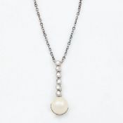 Collier mit Diamanten und Perle