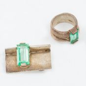 2 tlg. Erinit-Schmuckset: Ring und Anhänger