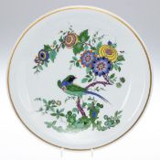 Wandteller, Meissen 1986. - Indische Fels-, Blumen- und Vogelmalerei