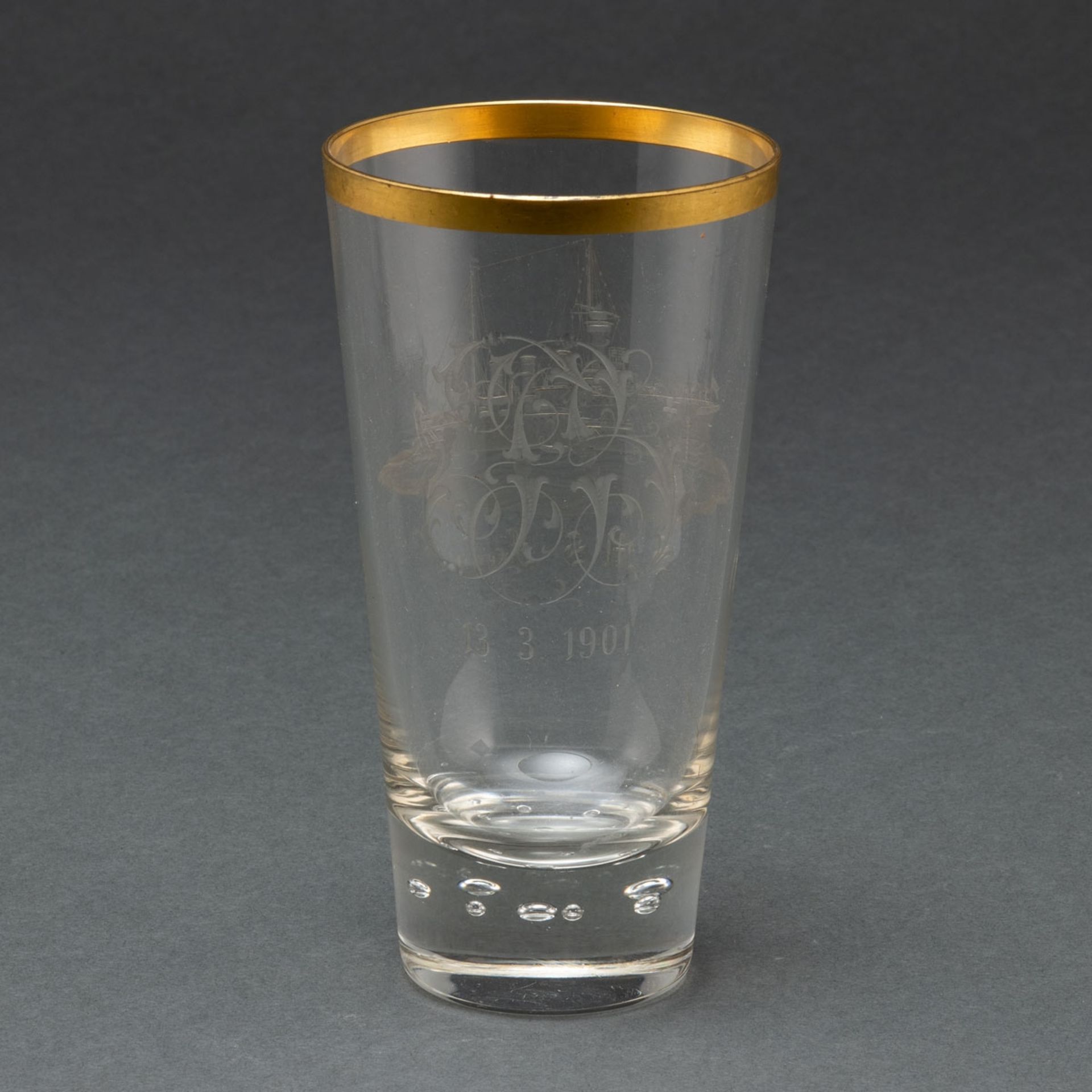 Wasserglas S.M.S. Freya. Josephinenhütte, um 1901. - Bild 2 aus 2