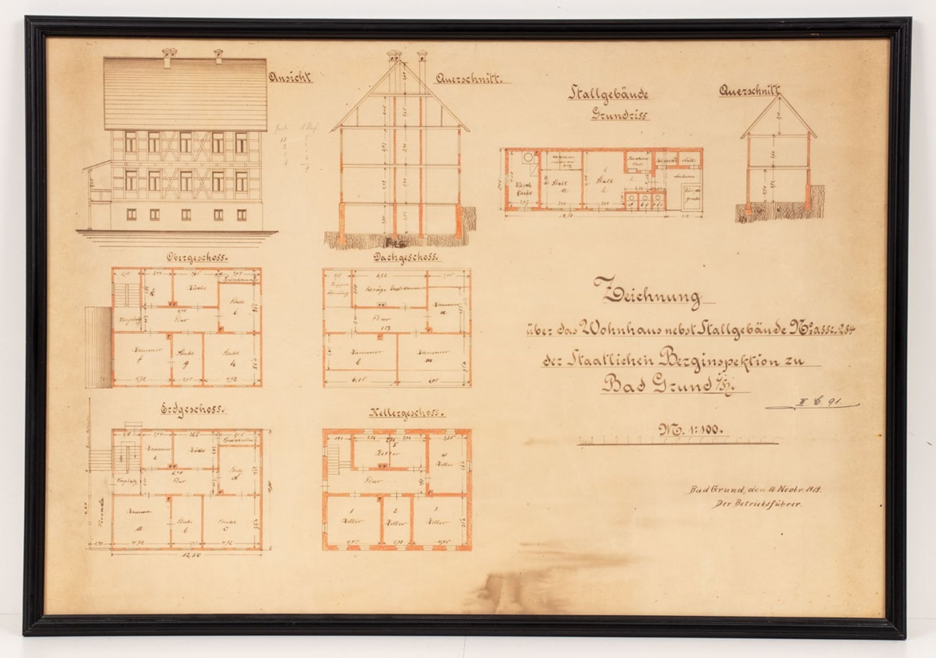 Konvolut 5 Bauzeichnungen Bad Grund, um 1900 - Bild 9 aus 11