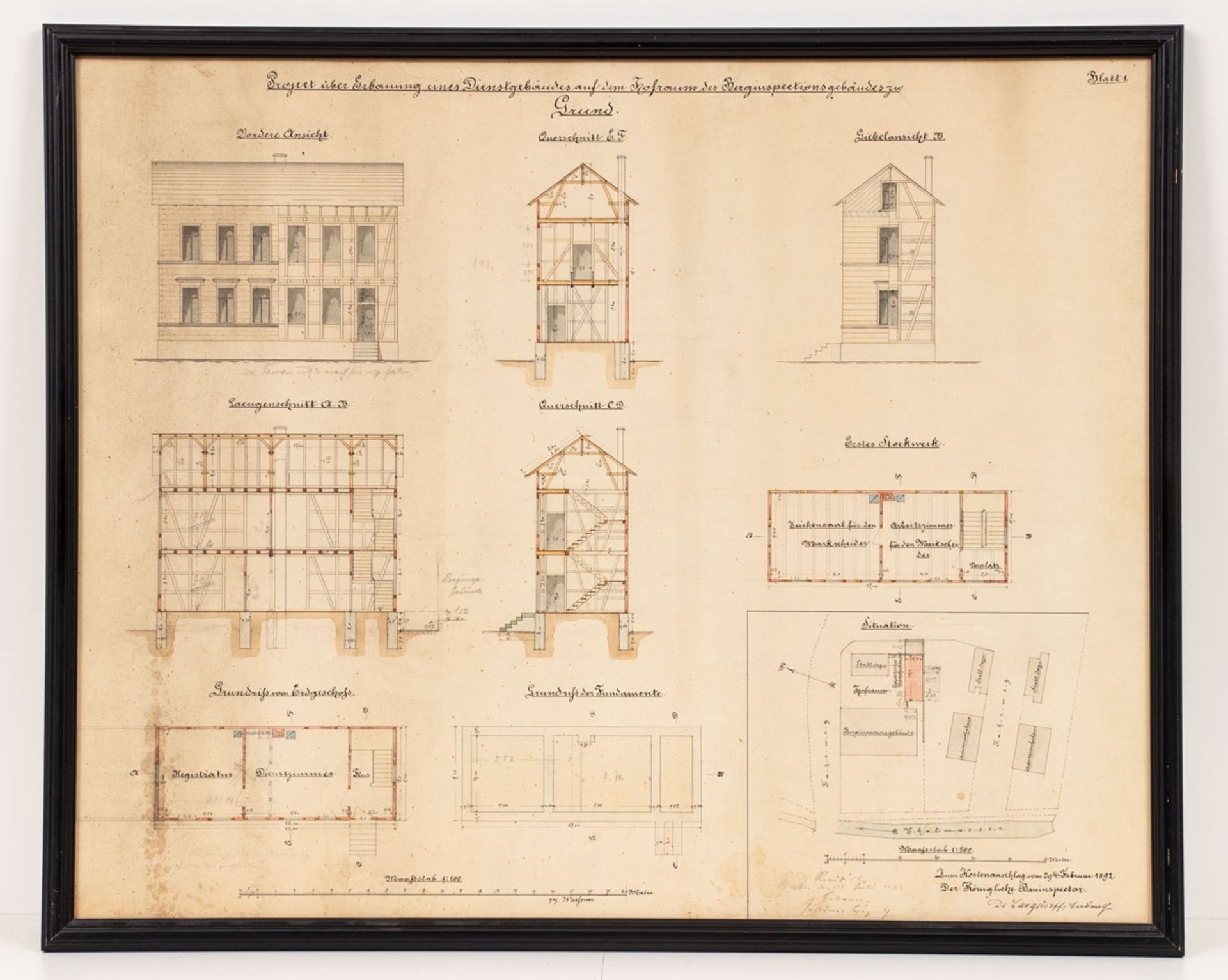 Konvolut 5 Bauzeichnungen Bad Grund, um 1900 - Bild 11 aus 11