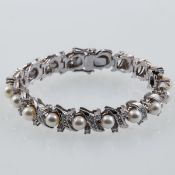 Brillant-Armband mit Perlen