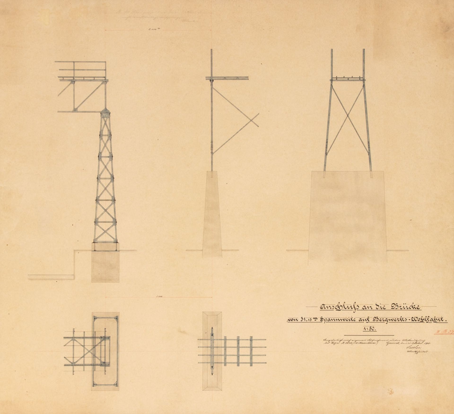 Konvolut 5 Bauzeichnungen Bad Grund, um 1900 - Bild 6 aus 11