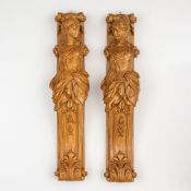 Paar figürliche Pilaster als Ofendekoration, Deutschland um 1905