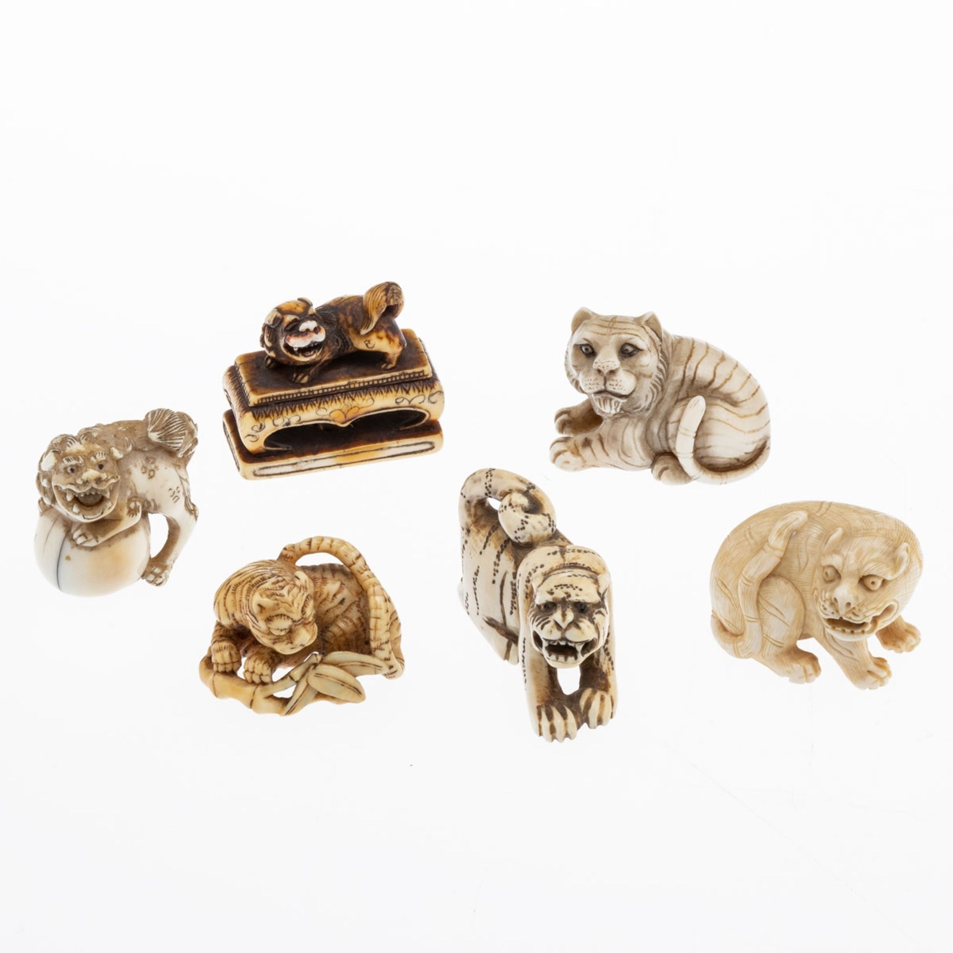 6 Netsuke, China und Japan um 1900