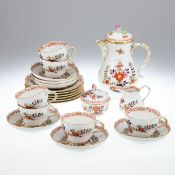 21tlg. Kaffeeservice Tischchenmuster. Meissen 1972-1980.