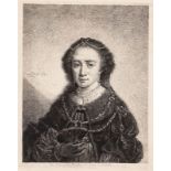 Georg Friedrich Schmidt (1712 - 1775), Dame mit Fächer (nach Rembrandt)