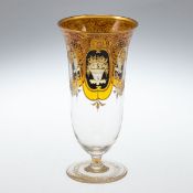 Vase Schwarzlot Blumenkörbe. Wohl Fachschule Haida. Um 1925/30.