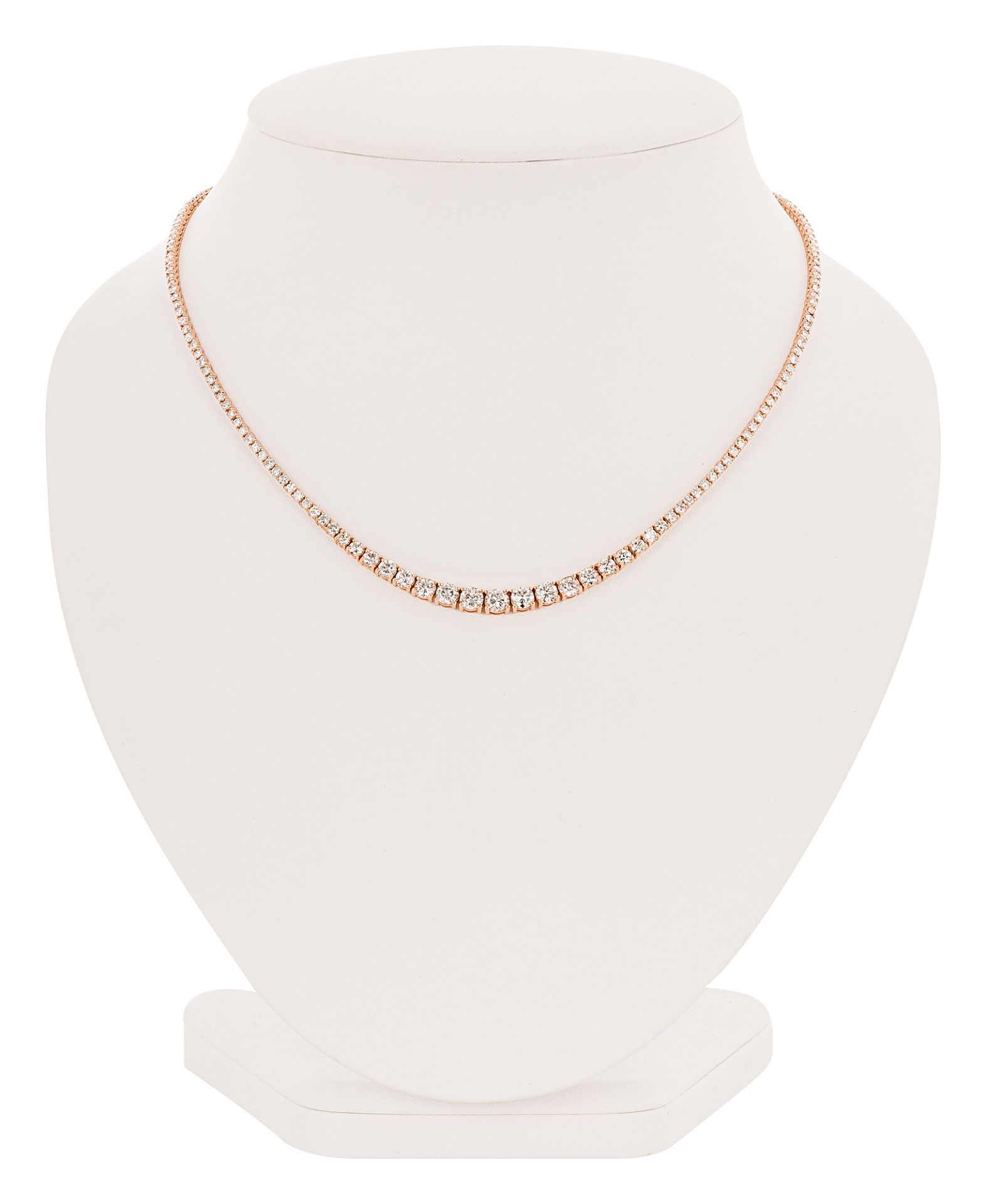 Rose gold rivière necklace with diamonds weighing in total 10,50 carats