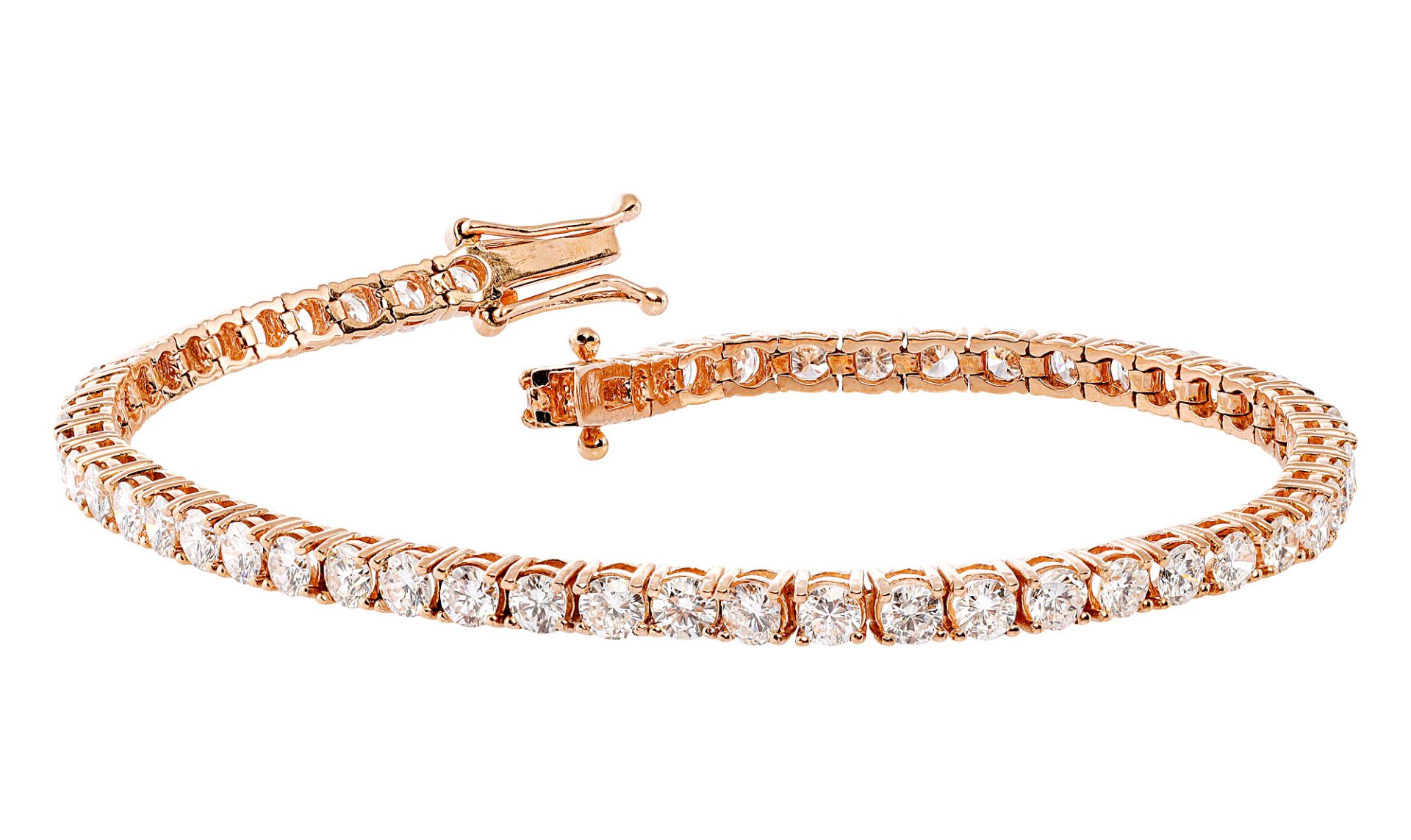 Rose gold rivière bracelet with diamonds