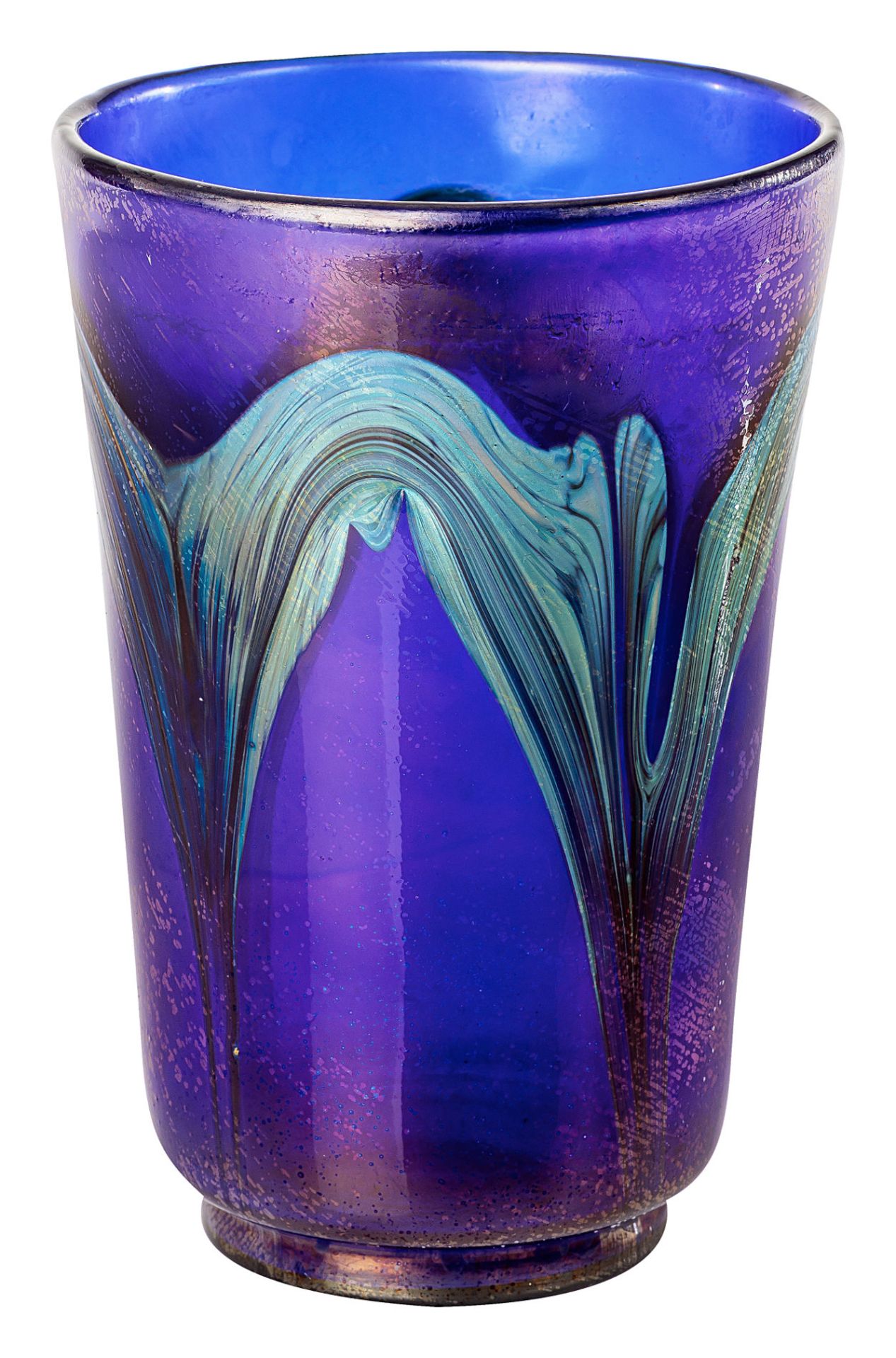 Conical vase with iridescent decor