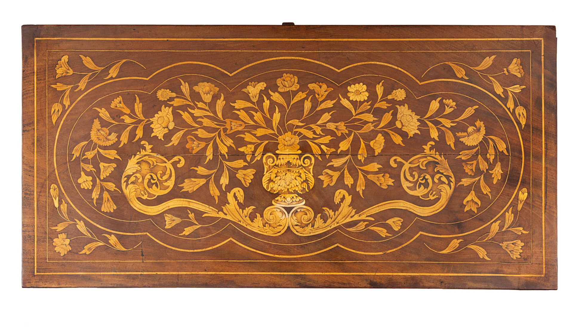 Dutch games table with flower intarsia - Image 3 of 3