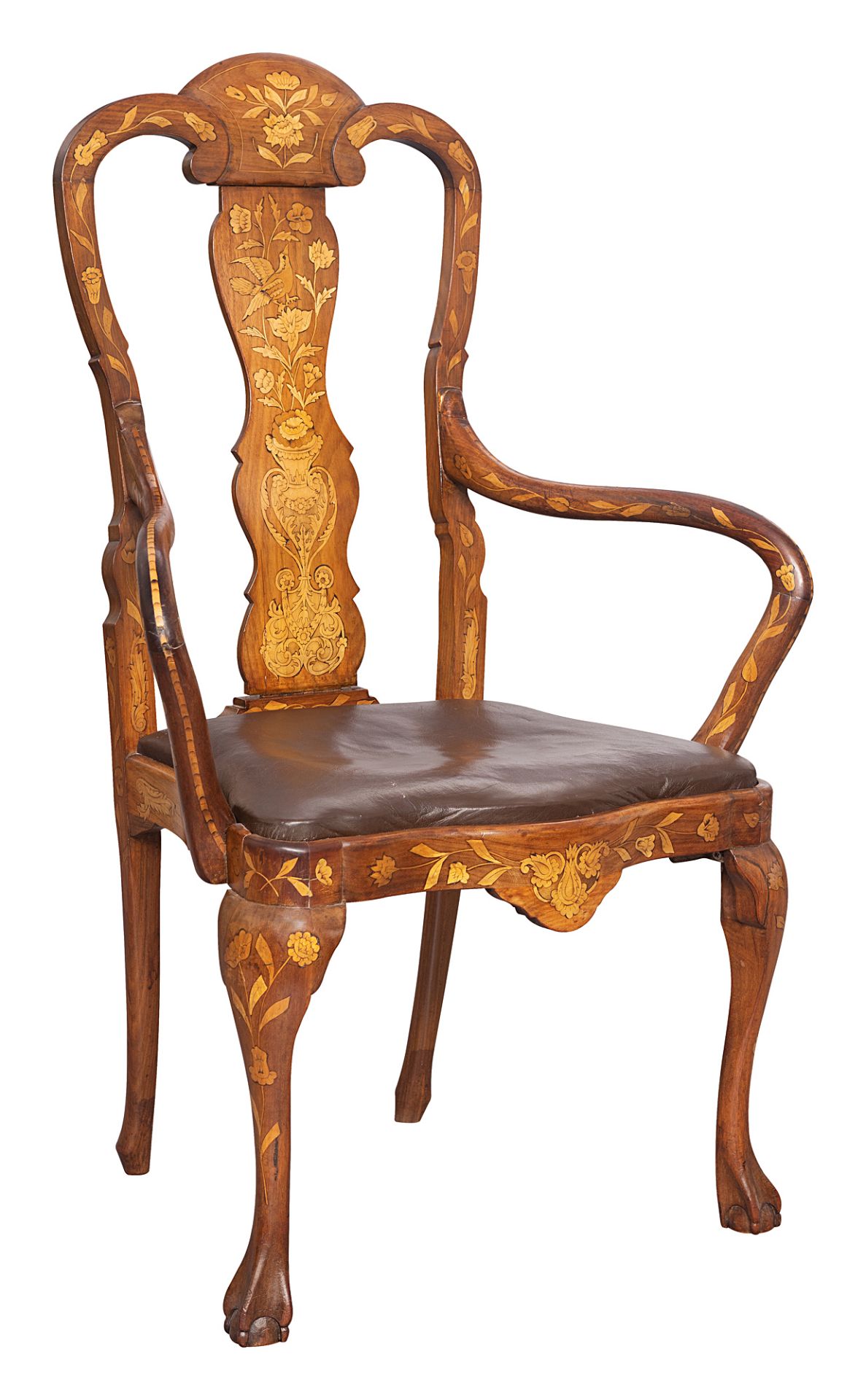 Dutch armchair with flower intarsia - Image 2 of 2