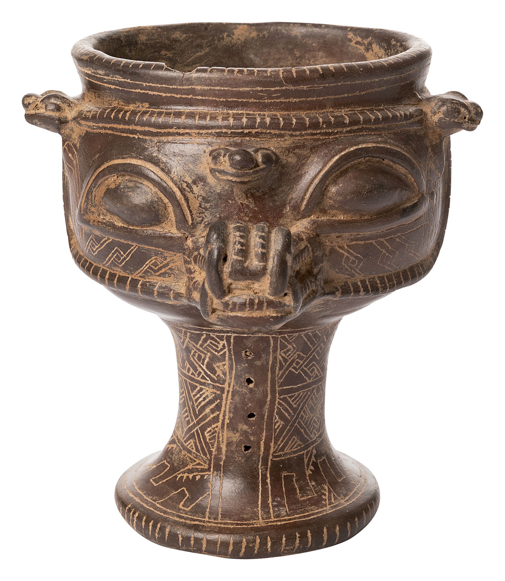 Goblet with animal face and snake heads