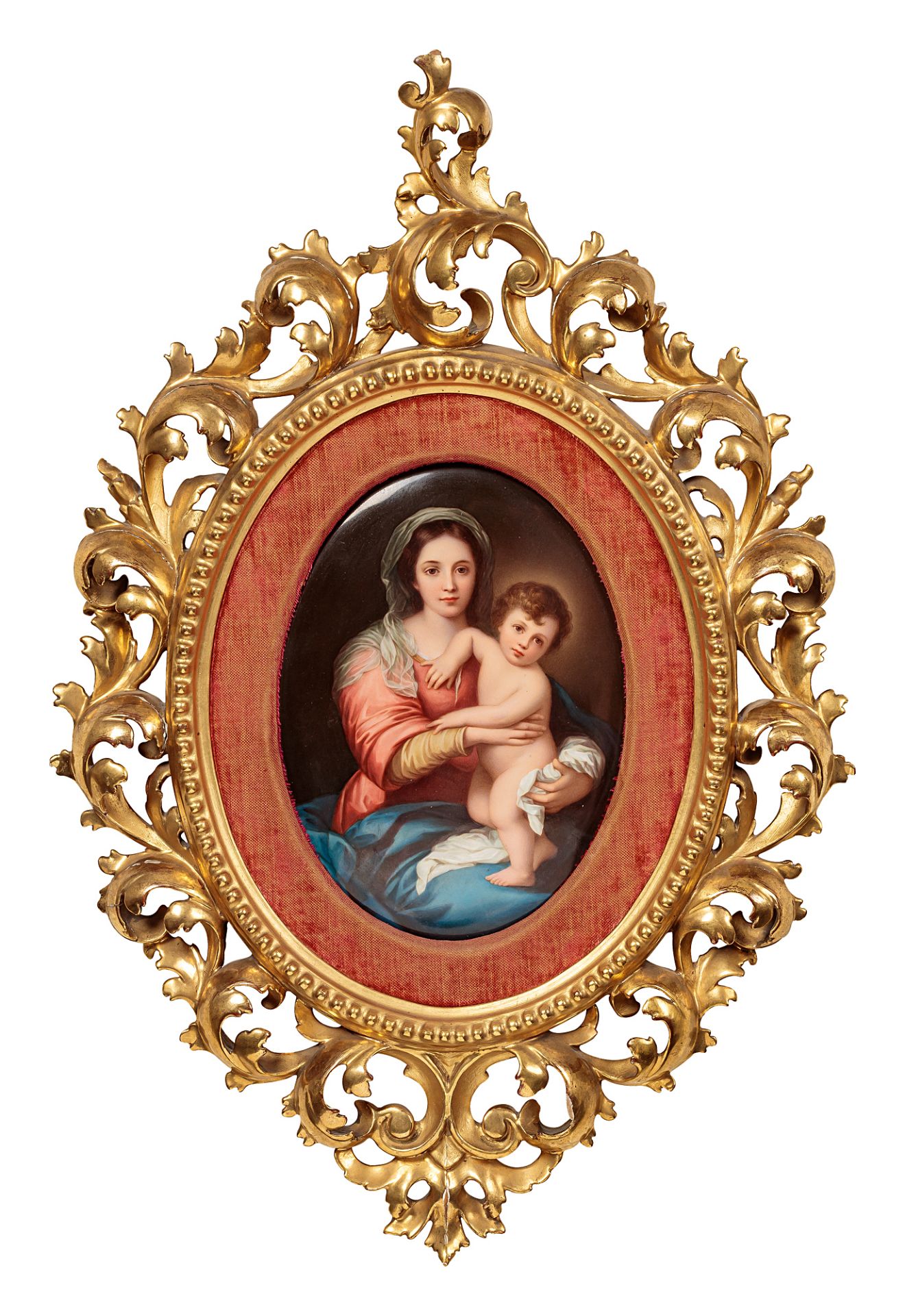 Oval wall plaque with Madonna and child after Bartolomé Esteban Murillo