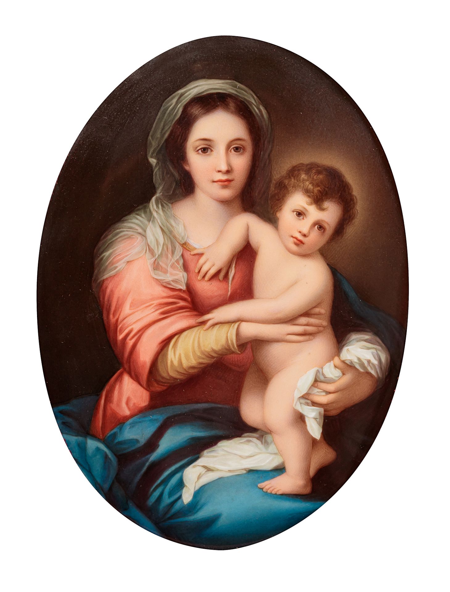 Oval wall plaque with Madonna and child after Bartolomé Esteban Murillo - Image 2 of 3