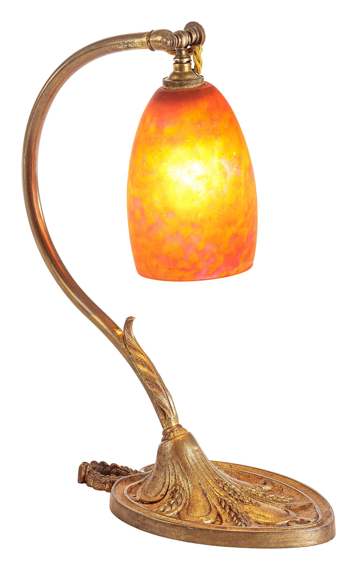 Daum Frères Art Nouveau table lamp with ear decor
