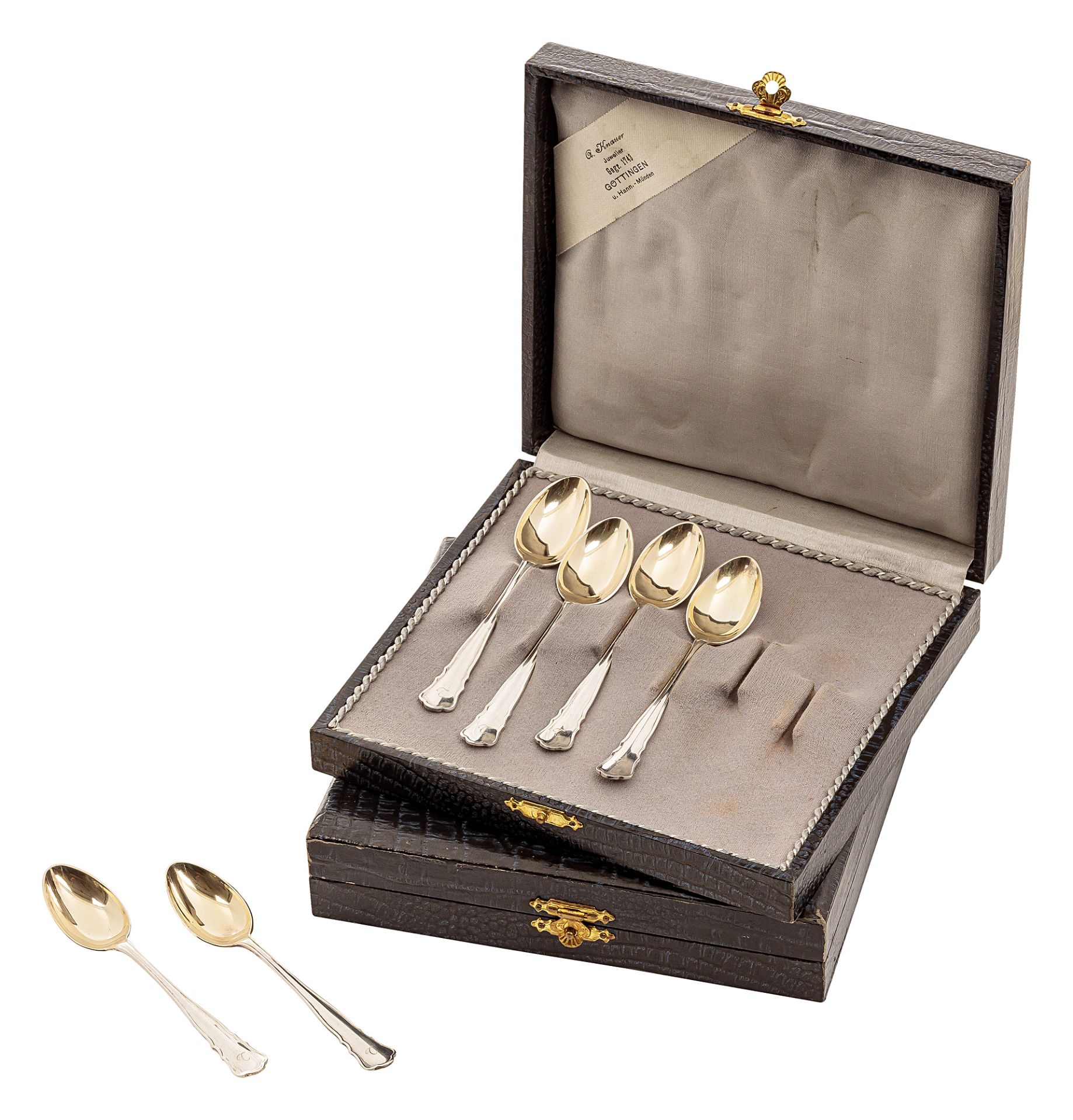 Twelve mocha spoons in cases - Image 2 of 2