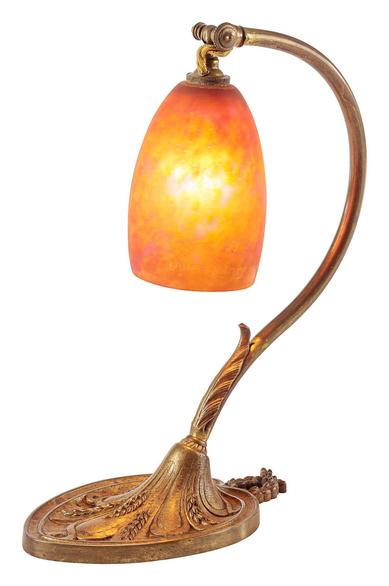 Daum Frères Art Nouveau table lamp with ear decor - Image 2 of 3